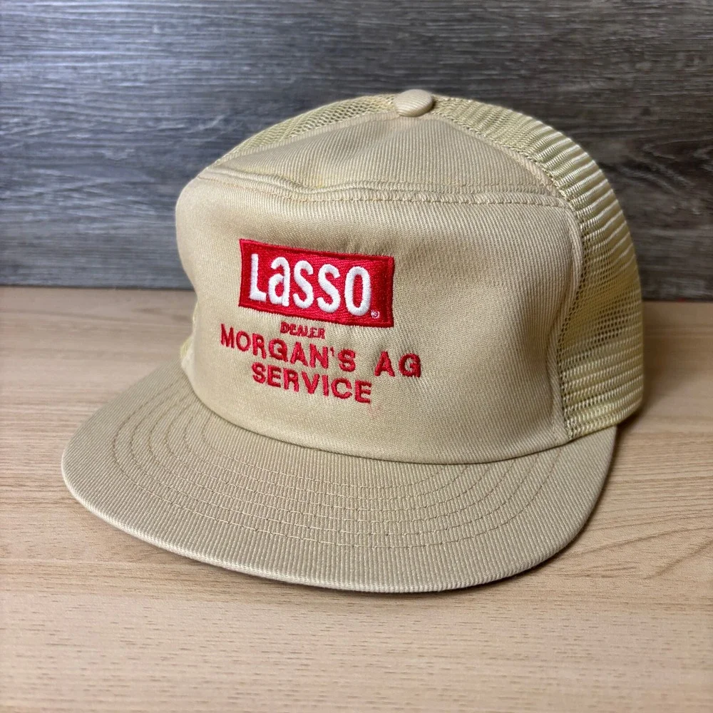 Vintage Lasso Hat Cap Snap Back Brown Morgans‎ AG Service Trucker Swingster 80s